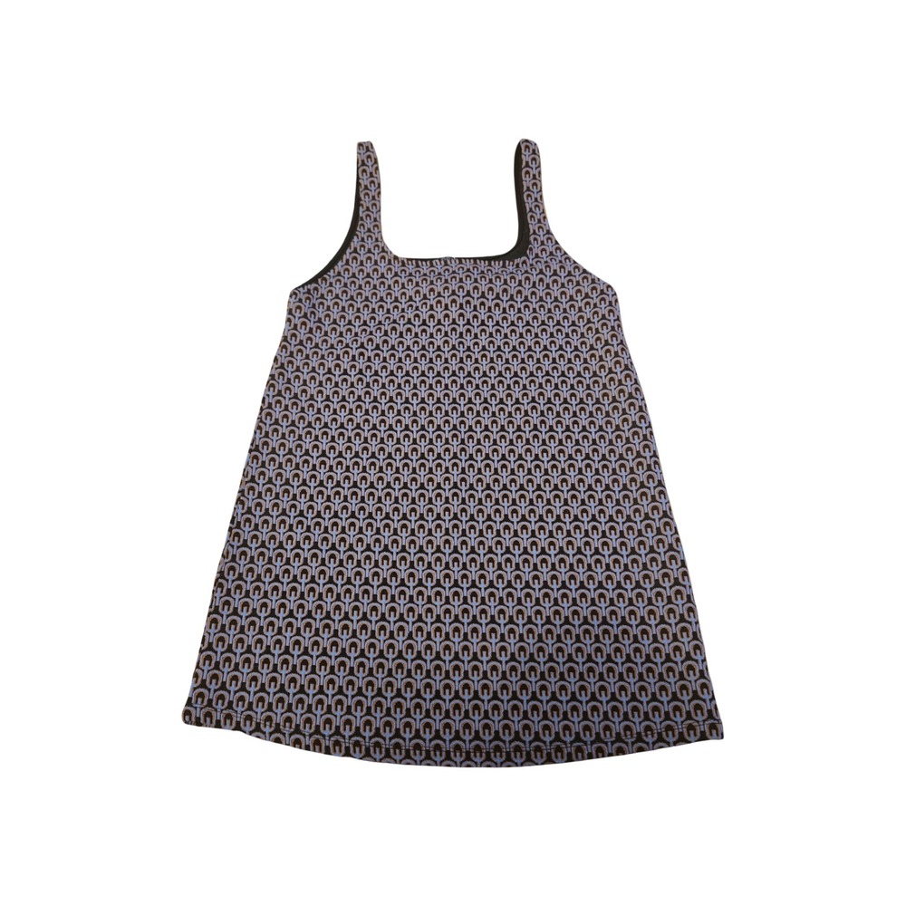 Zara Geometric Chain Link Print Sleeveless A-Line Tank Top Blue Orange Size M